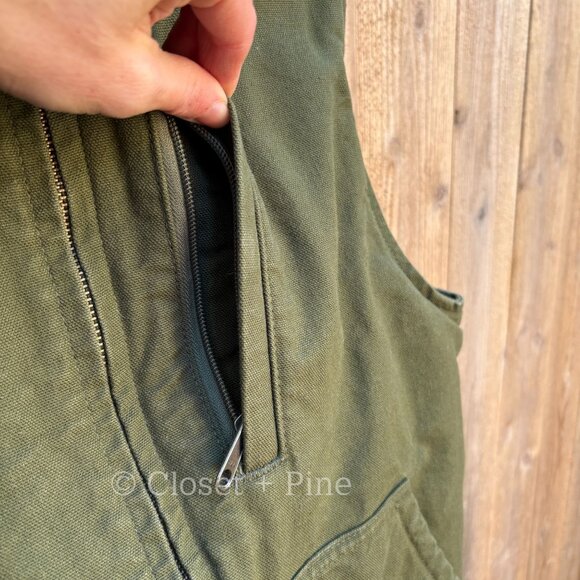 Carhartt Sandstone Washed Duck Sherpa Lined Vest Size Medium Green - Picture 8 of 17